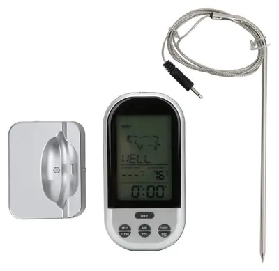 Drahtloses BBQ-Thermometer mit Sonde, Fleischthermometer, Timer
