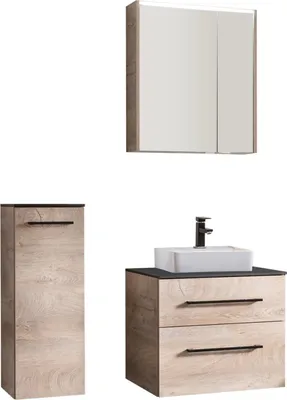 Produktbild von Fackelmann OXFORD Badmöbelset 5-teilig, 60 cm, Braun hell, Keramik