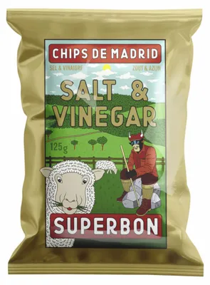 Zdjęcie produktu dla Chipsy Superbon „Salt and Vinegar” – chipsy ziemniaczane o smaku soli i octu, 125 g