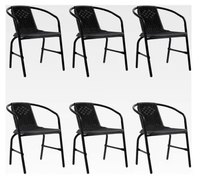 Produktbild von Gartenstühle, 6 Stück, Kunststoff, Rattan und Stahl, 110 kg