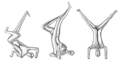 Obrázok produktu pre GILDE Figúrka, "Breakdance", keramika, strieborná farba, 3 kusy podľa obrázku D. 10 cm, Š. 15,5 cm, V. 26,5 cm 47474