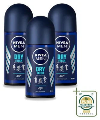 Image de 3 x Déodorant roll-on NIVEA MEN Dry Fresh, 50 ml - Pack de 3