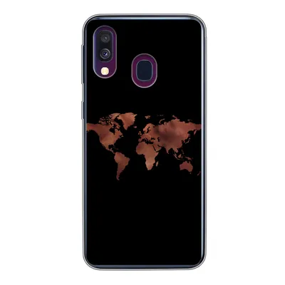Produktbild von MuchoWow® Handyhülle Schutzhülle Hülle für Samsung Galaxy A40 Weltkarte - Leder - Schwarz Silikon Softcase Handy Hülle - Handy-Tasche