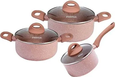 Obrázok produktu pre Sada hrncov Fissman-Latte, 6 kusov, 1,6 / 2,8 / 4,9 l, hliník, ecru