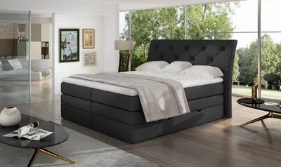 Produktbild von Mirabel Boxspringbett 140 - 180 cm; Schwarz (Kunstleder), Liegefläche:160 x 200 cm