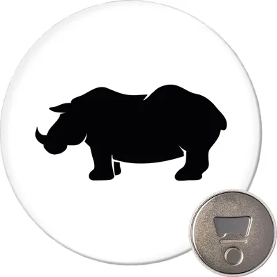 Produktbild von Huuraa Magnet Nashorn Silhouette 59mm Kühlschrankmagnet rund Flaschenöffner Geschenkidee