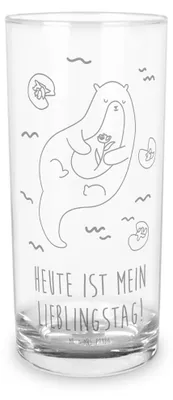 Produktbild von Mr. & Mrs. Panda Cocktailglas Otter Seerose 400 ml - Transparent - Geschenk, Wasser, Fluss, Wasserglas, Glas, Seeotter, Wasserbecher, Longdrinkglas, Tumbler, Lieblingstag