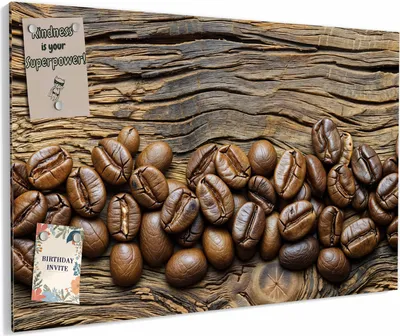 Produktbild von Magnettafel 60x40cm magnetisch & beschreibbar Metall-Board - Kaffeebohnen Holz