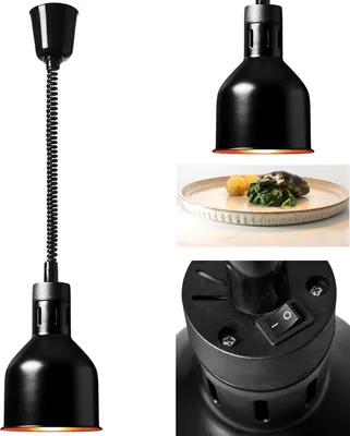 Obrázek produktu pro Expondo Royal Catering Teplá lampa – matně černá – 17 x 17 x 28,5 cm – – ocel – výškově nastavitelná
