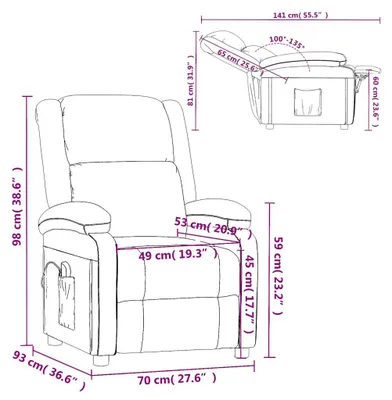 Imagen del producto de Sillón de masaje, color gris claro, tapizado en terciopelo, marca vidaXL