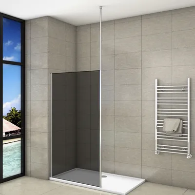 Produktbild von Duschkabine 100x200cm Duschwand mit Glasschutzfolie 8mm NANO-ESG Walk in Duschtrennwand+2030-3200mm Deckenhalter