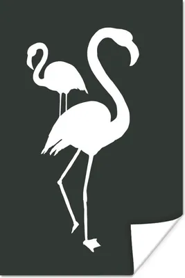 Produktbild von MuchoWow® Poster Illustration - Flamingo - Weiß 120x180 cm - Kunstposter