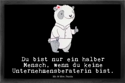 Produktbild von Mr. & Mrs. Panda Schmutzmatte Unternehmensberaterin Herz 40 x 60 cm - Schwarz - Geschenk, Schmutzfangmatte, fußmatte, Sauberlaufmatte, Fussmatte, Bodenvorleger