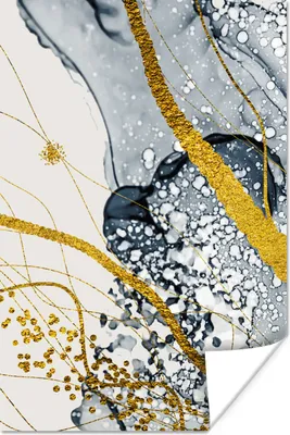 Produktbild von MuchoWow® Poster Abstrakt - Gold - Natur - Kunst 120x180 cm - Kunstposter