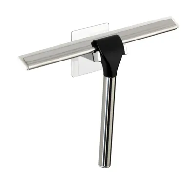 Produktbild von WENKO Edelstahl Dusch Abzieher QUADRO ohne bohren Glas Bad Wand Halterung Dusche