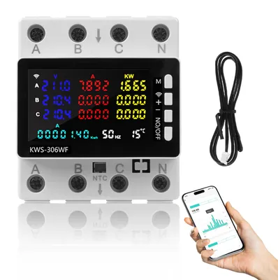 3-Phasen Stromzähler 80A 220V LCD App-Steuerung DIN-Schiene