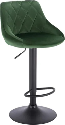 Immagine prodotto di Sgabello da bar con seduta in velluto, regolabile in altezza e girevole | Verde scuro | 35x38x86-106 cm