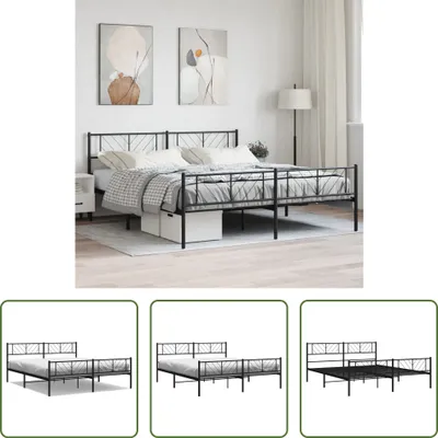 Produktbild von The Living Store Bettgestell mit Kopf- und Fußteil Metall Schwarz 193x203 cm