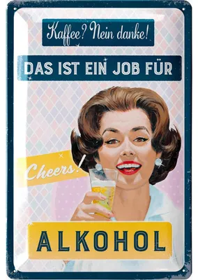 Produktbild von Retro Blechschild Sekt - Prosecco Schild Spruch lustig als Geschenk für Frauen - vintage Küche Deko, Wanddeko Bar, Partykeller