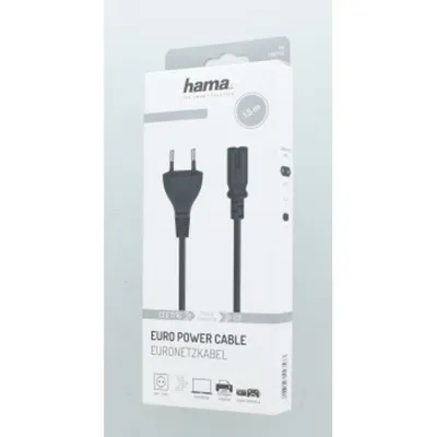 The image shows the retail packaging of a Hama Euro power cable.