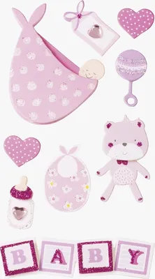 Produktbild von Sticker-Etikett Baby Girl 2 8 Stück bunt Packung mit 6 Stück