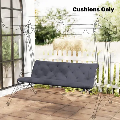 Produktbild von Sitzpolster Gartenbank mit Rückenkissen, Bankauflage 3-Sitzer, Polyester-Schaumstoff, Dunkelgrau | 3,8 kg | 6 Befestigungsbänder | 150 x 98 x 8 cm