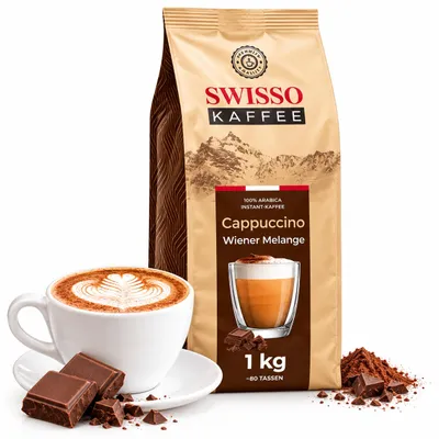 Productafbeelding van Cappuccino, Wiener Melange, chocoladesmaak, Zwitserse koffie, premium kwaliteit