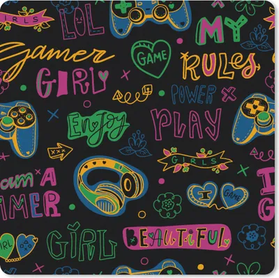 Produktbild von MuchoWow® Mauspad Mousepad Teens - Gaming - Kopfhörer - Muster 20x20 cm - Mousepads - Maus Mat - Pad - Mausunterlage - Desk Mat - Bureauartikeln