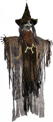 Produktbild von Gruselige Voodoo Hexe mit Bewegung, Leuchtaugen & Ton 110 cm