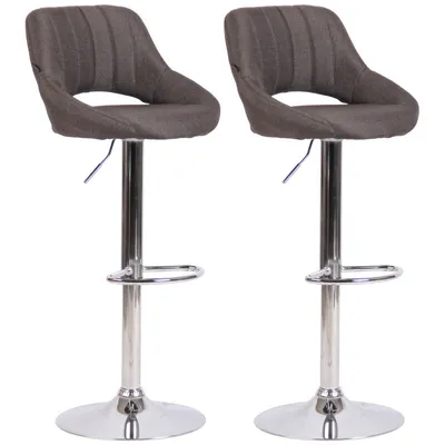 Produktbild von 2er Set Barhocker Milet Stoff, Farbe:Dunkelgrau, Material Gestell:Metall in Chromoptik