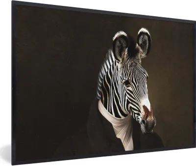 Produktbild von MuchoWow® Gerahmtes Poster Alte Meister - Zebra - Kunst 90x60 cm - Poster mit Schwarzem Bilderrahmen Wandposter Rahmen Foto Bilder - Fotorahmen - Foto-Plakat