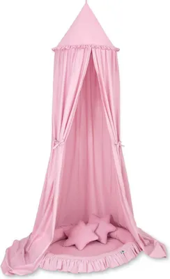 Produktbild von Set Hängehimmel für Kinderzimmer – Hemelje – Baumwolle – inklusive Nestchen und 2 Kissen – rosa