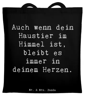 Produktbild von Mr. & Mrs. Panda Einkaufstasche Spruch Trauerbewältigung Haustierverlust - Schwarz - Geschenk, Zuversicht, Hoffnung, für immer im Herzen, Tragetasche, Shopping Tasche