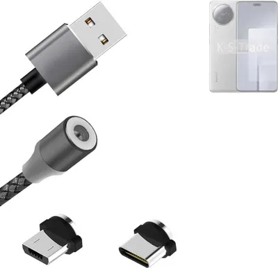Produktbild von K-S-Trade Hochwertiges Magnet-Lade-kabel Sync-Kabel Daten-Kabel kompatibel mit Xiaomi Civi 3 mit USB-Typ-C-Anschluss und Micro-USB-Anschluss 2A bis zu
