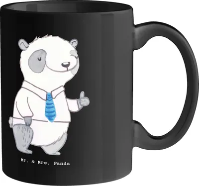 Produktbild von Mr. & Mrs. Panda Pott Bürgermeister Freude - Schwarz - Geschenk, Berufe, Becher, Teetasse, Kaffeebecher, cappuccinotasse, Tasse, Amtsleiter, Geschenke mit Herz, Bau