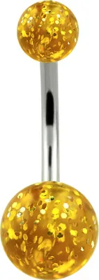 Produktbild von Bauchnabelpiercing 316L Edelstahl Acryl Glitzer Glitter Banane Belly Banana  10 mm