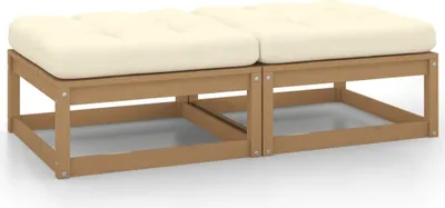 Produktbild von Garten-Fußhocker mit Kissen 2 Stk. Honigbraun Massivholz Kiefer