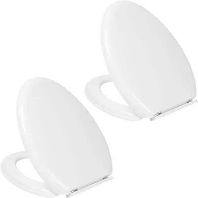 Productafbeelding van Toiletbril Langwerpig - Zitting Deksel - Stil Sluiten - Zonder Gereedschap - 48.77 cm - Wit