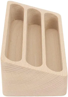 Immagine prodotto di Porta biglietti da visita in legno di faggio, modello a tre scomparti - portaoggetti da scrivania