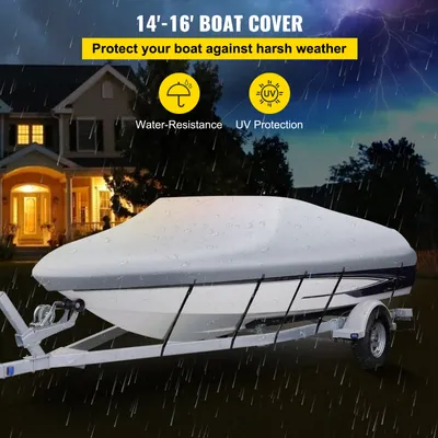 Produktbild von VEVOR Bootsabdeckung Persenning Boot Bootspersenning Länge 426-487 cm, Bootsplane Wasserdicht V-Rumpf Boat Cover Bootsabdeckplane Bootsabdeckung Mit Aufbewahrungstasche Abdeckplanen für Yacht