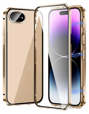 Image de Coque de téléphone portable pour Apple iPhone 17e / 16e : coque 360° avec aimant, verre et bordure métallique