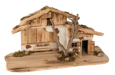 Produktbild von XL Holzhaus 60 x 31 cm Krippe Weihnachten Deko Landhaus