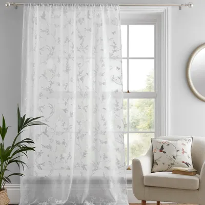 Voile-Vorhang 140x228 cm, Blumenmuster, transparent