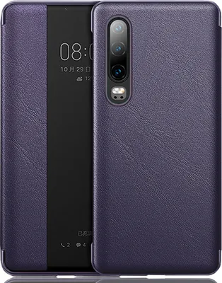 Immagine prodotto di Custodia Huawei P30, LaimTop Slim Business Smart View Intelligent Wake up/Sleep Flip Leather Cover Protective Case per Huawei P30 Purple