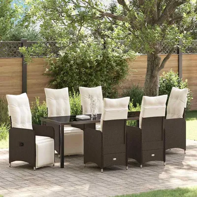 Image de Mobilier d'extérieur exclusif - Ensemble de jardin pour 7 personnes, couleur marron, en résine tressée