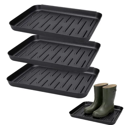 3er-Set Schuh-Abtropfschalen, klein, 35x27x2,5 cm, ABS