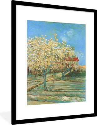 Produktbild von MuchoWow® MuchoWow® Gerahmtes Poster Blühender Obstgarten - Vincent van Gogh 60x80 cm - Poster mit zchwarzem Bilderrahmen - Wohnzimmer - Dekorationen - Prämie