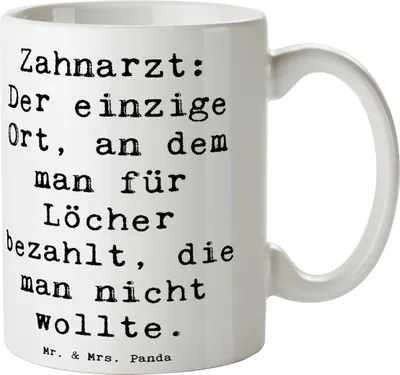 Produktbild von Mr. & Mrs. Panda Pott Spruch Zahnarzt Lochgebühr - Weiß - Geschenk, Zahnheilkunde, Berufsliebe, Geschenktasse, Zahnmedizin, Becher, Dentisten, Tasse, Berufe, Sprüche