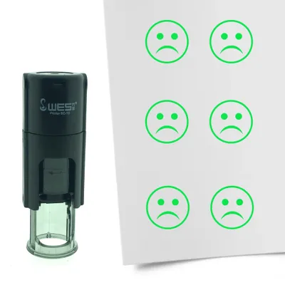 Produktbild von CombiCraft Selbstfärbender Stempel 'Freudloser Smiley' in der Farbe Grün, Ø10mm