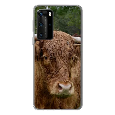 Produktbild von MuchoWow® Handyhülle Schutzhülle Hülle für Huawei P40 Pro Schottische Highlander - Tiere - Gras Silikon Softcase Handy Hülle - Schutz